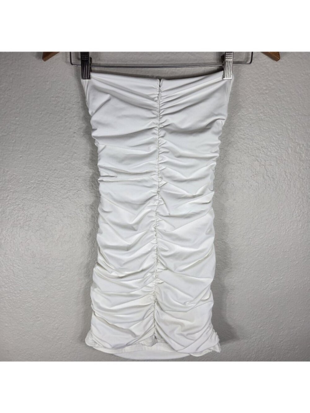 Baby Boo White Ring Linked Cut Out Full Ruched Mini Dress Size S Strapless - Picture 2 of 15